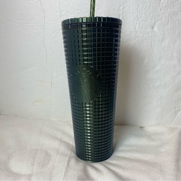 Starbucks Green Metallic Grid Holiday 2021 New W/Tags Tumbler - Picture 4 of 5